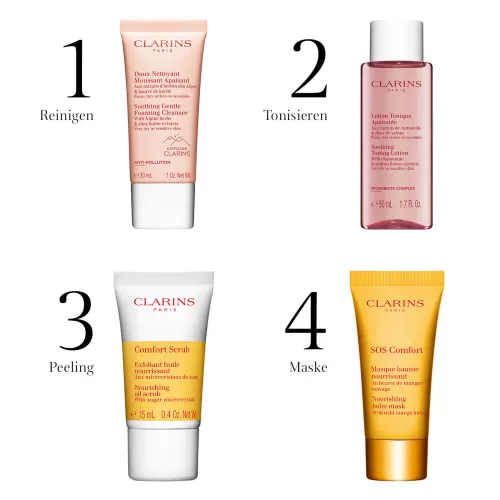 Clarins Peeling & Masken^Beruhigende Reinigungs-Routine Fur Sehr Trockene Bis Empfindliche Haut