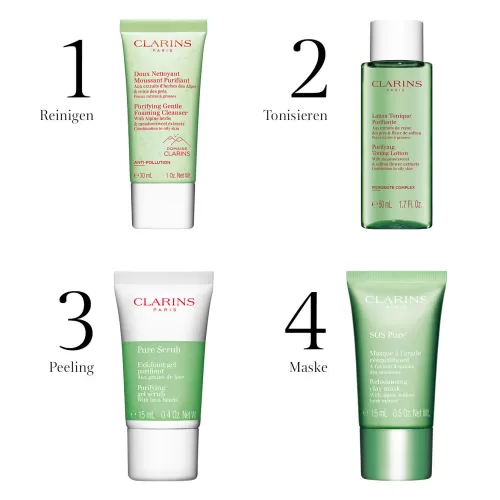 Clarins Peeling & Masken^Klarende Reinigungs-Routine Fur Mischhaut Bis Fettige Haut